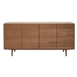 Buffet en bois foncé noyer 4 portes l160 cm suva