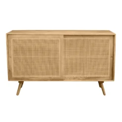 Buffet en bois manguier et cannage rotin 2 portes coulissantes l135 cm acange