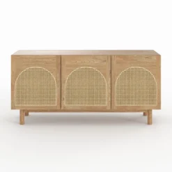 Buffet en bois massif de mindi et rotin - delya