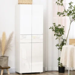 Buffet haut de cuisine blanc laqué style contemporain