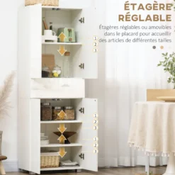 Buffet haut de cuisine blanc laqué style contemporain