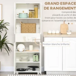 Buffet haut de cuisine blanc laqué style contemporain