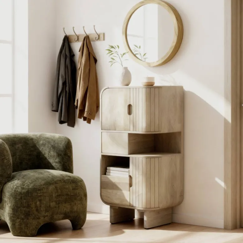 Buffet haut en bois de manguier clair yoni