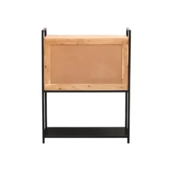 Buffet haut en bois massif et métal noir 2 portes l85 cm arthus