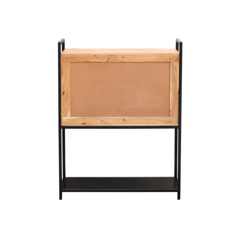 Buffet haut en bois massif et métal noir 2 portes l85 cm arthus
