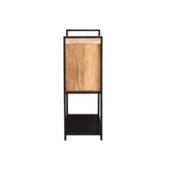 Buffet haut en bois massif et métal noir 2 portes l85 cm arthus