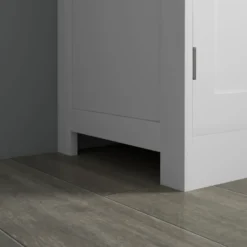 Buffet vitrine 4 portes 2 étagères style contemporain blanc
