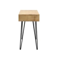 Bureau avec rangement en bois manguier massif et métal noir l116 cm vibes