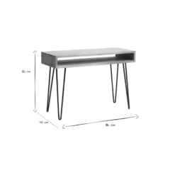 Bureau avec rangement en bois manguier massif et métal noir l116 cm vibes