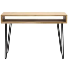 Bureau avec rangement en bois manguier massif et métal noir l116 cm vibes