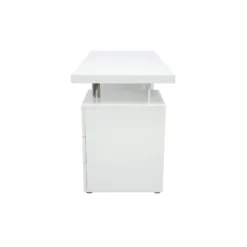 Bureau avec rangements 3 tiroirs blanc laqué brillant l140 cm calix
