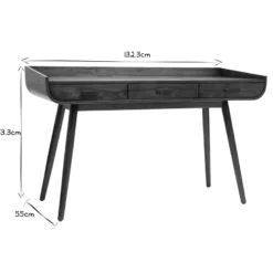 Bureau avec rangements 3 tiroirs bois foncé noyer l132 cm hallen
