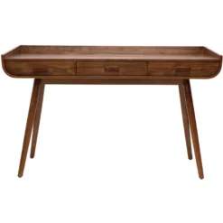 Bureau avec rangements 3 tiroirs bois foncé noyer l132 cm hallen
