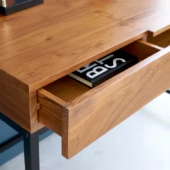 Bureau en bois de teck et métal