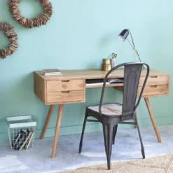 Bureau en bois de teck 4 tiroirs