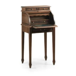 Bureau 5 tiroirs bronze bois marron -