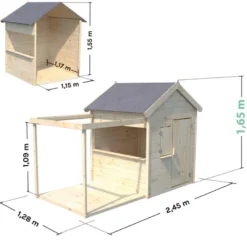 Cabane bois enfant avec pergola et compt