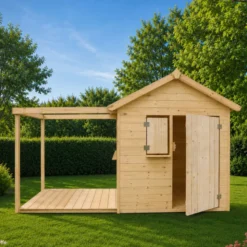 Cabane bois enfant avec pergola et compt