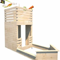 Cabane en bois avec bac à sable