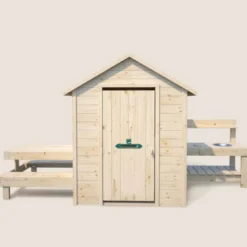 Cabane en bois enfant cuisine et table b