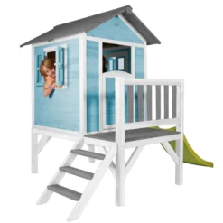 Cabane enfant sur pilotis bleue lodge x