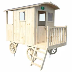 Cabane roulotte en bois sur pilotis pour