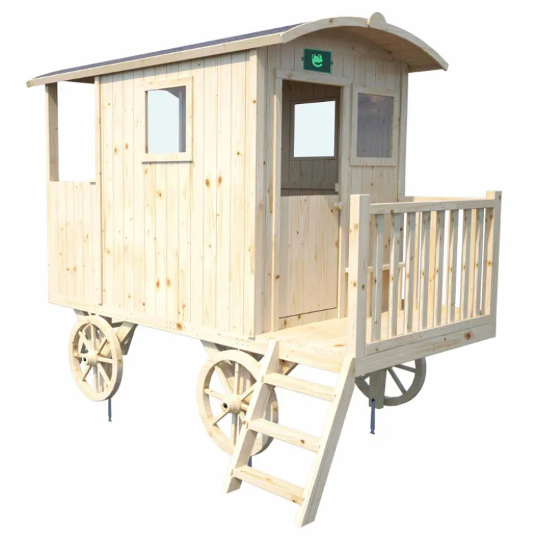 Cabane roulotte en bois sur pilotis pour