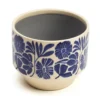 Cache-pot en céramique fleurs bleu 16 cm