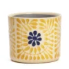 Cache-pot en céramique fleurs jaune 11 cm