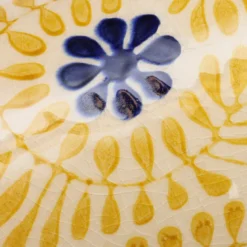 Cache-pot en céramique fleurs jaune 11 cm