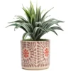 Cache-pot en céramique fleurs rose 14 cm