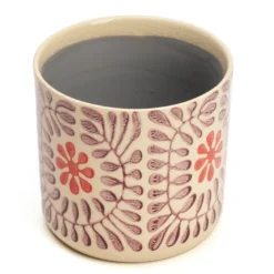 Cache-pot en céramique fleurs rose 14 cm