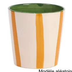 Cache pot en céramique à rayures 13 cm
