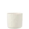 Cache-pot en poterie effet facettes blanc d14*h13cm