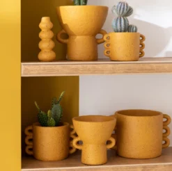 Cache-pot en poterie ocre d14*h13cm