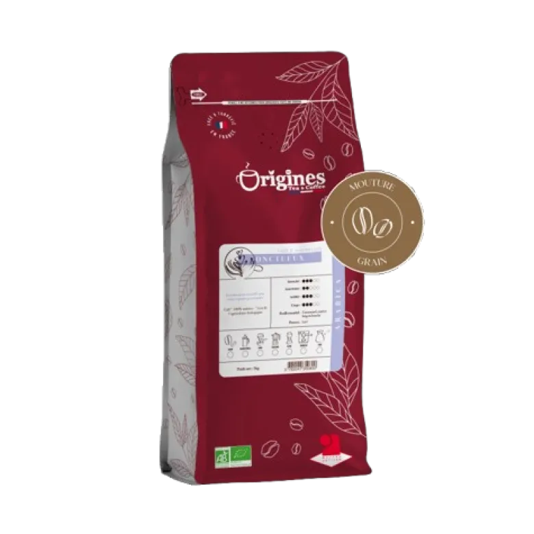Café bio - l'onctueux - blend pur arabica - grain 1kg