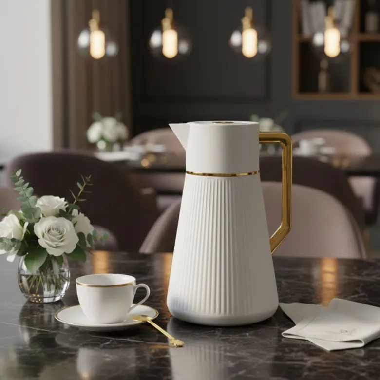 Cafetière blanche avec anse dorée 1l