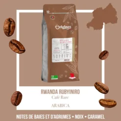 Café rare bio - rwanda rubyiniro - pur arabica - grain 1kg