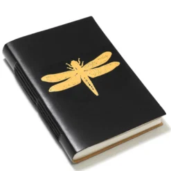 Cahier cuir recyclé motif insecte Libellule