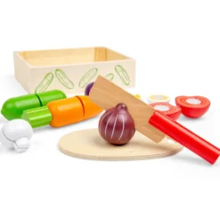 Caisse de légumes à découper en bois