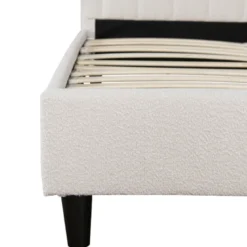 Cambridge lit bouclette 160x200cm beige avec tête de lit et sommier