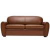 Canapé convertible 3 places cuir marron et bois noir avec matelas 9 cm club