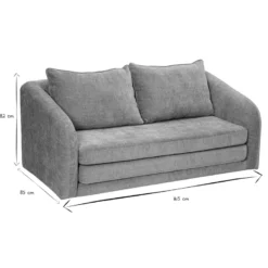Canapé convertible 2 places en tissu effet velours texturé gris mahaut