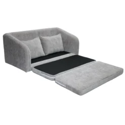 Canapé convertible 2 places en tissu effet velours texturé gris mahaut