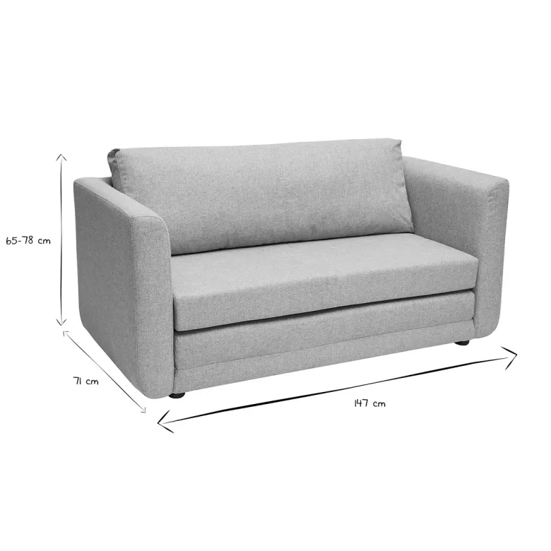 Canapé convertible 2 places en tissu gris clair leon