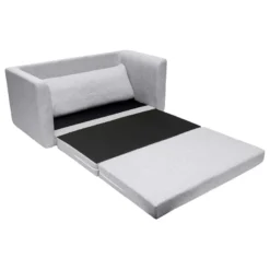 Canapé convertible 2 places en tissu gris clair leon