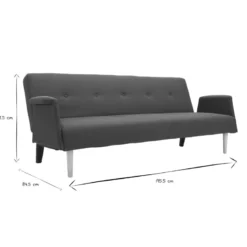 Canapé convertible 3 places en tissu bleu canard et bois clair oscar