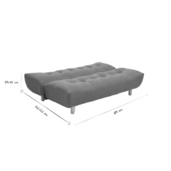 Canapé convertible 3 places en tissu gris clair et bois clair yumi