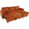 Canapé d'angle convertible james 3 places en velours terracotta