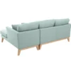 Canapé d'angle droit déhoussable 4 places en tissu vert lagon et bois clair oslo